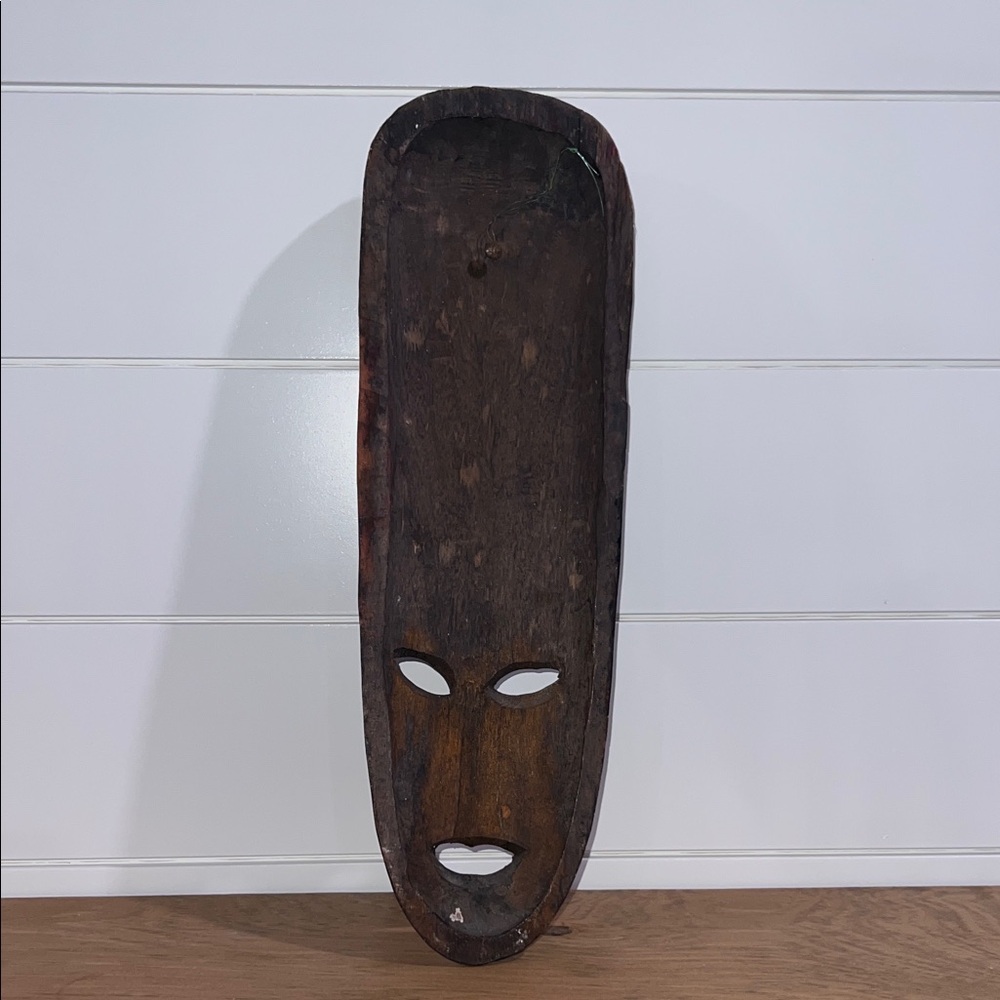 Handcrafted Tribal Mask Wall Art - Black and Brown - Picture 2 of 6